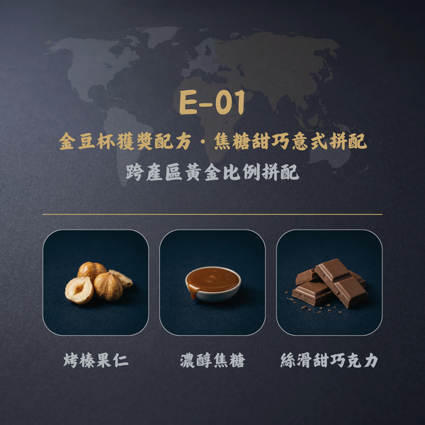 金豆杯獲獎配方・焦糖甜巧 意式拼配咖啡豆